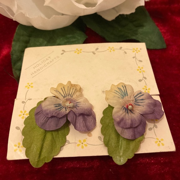 VINTAGE Pretty little handcrafted flower earrings. Final price. - Picture 2 of 4